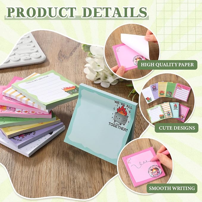 9 Pads Dumpster Fire Sticky Notes 3x3 Inch Cute Self Stick Notepads Notes Adhesive Memo Pad Office Decor Gifts for Students School Teacher Meeting Office Supplies