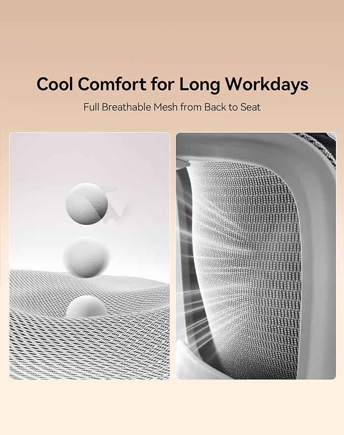 SIHOO B100 Office Chair, Comfy Ergonomic Office Chair, High Back Computer Chair with Adaptive Lumbar Support & wide Headrest, Flip-up Armrests, Swivel Desk Chair for Long Hours, WITHOUT Footrest, Grey