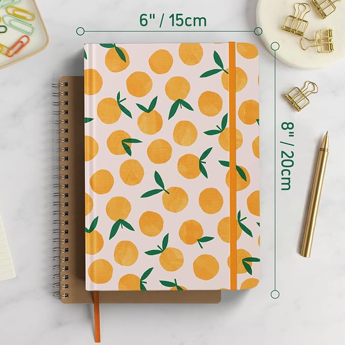 Rileys & Co. Dotted Journal Notebook - 8x6 Inches Dot Grid Notebook - Hardcover Bullet Journal Notebook, Dot Journal - Cute Journals - Motivational Dotted Notebok - Oranges
