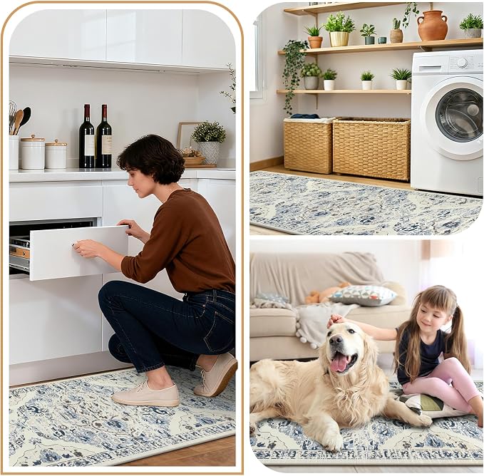 Ileading Anti Fatigue Kitchen Rugs Sets of 2 Cushioned Kitchen Mats for Floor Waterproof Kitchen Mat Set Non Slip Comfort Standing Mat for Kitchen, Office, Sink, Laundry