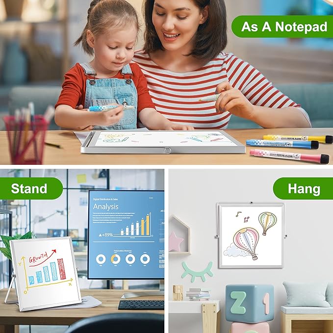 Small Dry Erase Board, 10" X 10" Small Whiteboard with Stand, Portable Magnetic Tabletop Erase Board for Kids Drawing, Desktop for Students Kids Home Office