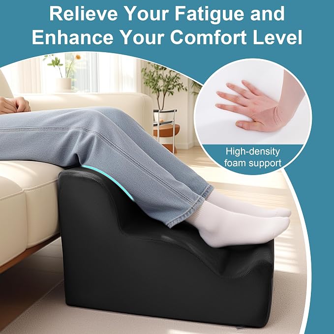 BALAPET Ergonomic Foot Rest Under Desk, Large Leg Rest for Desk with High Density Foam, Office Foot Stool for Chair, Multi-Use Leg Elevation Support Cushion for Work, Gaming, Sofa Relaxation(Black)