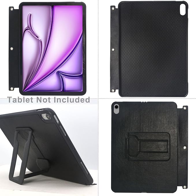 Tablet Organizer Portfolio Case with 3-Ring Binder, Binder Padfolio File Folder with Removable Tablet Holder, Compatible with iPad Air 11" M4/M3/M2 (2026/2025/2024), Gray