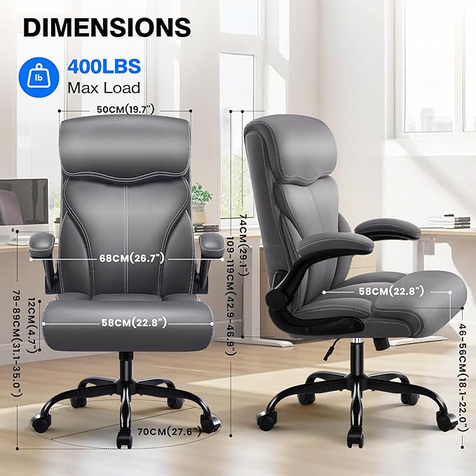 AreShark Leather Office Chair - Executive High Back Ergonomic Desk Chairs | Breathable Computer Chair with Lumbar Support & Rock Function, Rolling Swivel Seat for Working, Studying, Gaming & Relaxing
