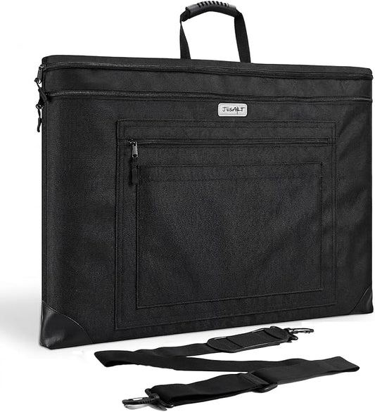 JusArt Art Portfolio Bag, 20x26 Light Weight Portfolio Folder Case with Adjustable Shoulder Strap, Leather Corners, Waterproof Art Bag for Artists and Students for Artwork, Poster, Sketching, Drawing