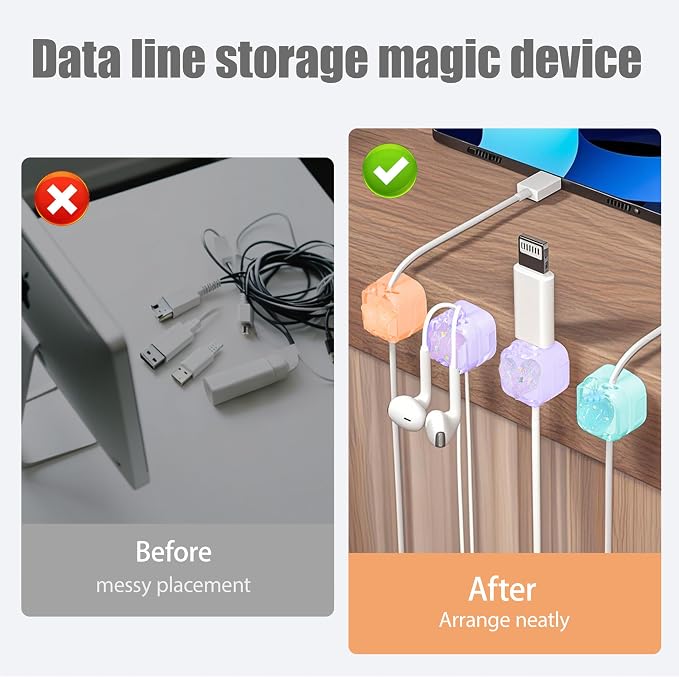 9Pack Magnetic Cable Clips for Nightstand, Adhesive Night-Glowing Cord Holder Organizer for Office Home Desk Wall Car (Strawberry Star Heart)