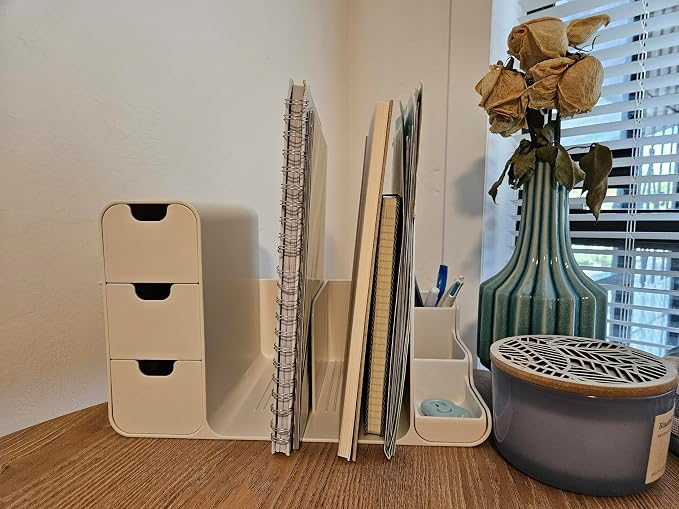 Desk Organizer with Drawers – White, 3-Drawer Storage Box for Office, Home, or School Desk – Compact, Lightweight, and Safe Design – 13.3" x 8.3" x 8.3"