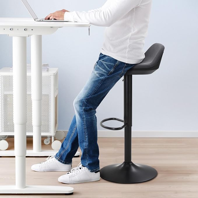 IWMH Standing Desk Stool, Adjustable Standing Desk Chair, Sit Stand Stool | Height Adjustable Sit Stand Desk Stool, Ergonomic 360° Swivel Leaning Stools with Footrest for Office Home (Black)