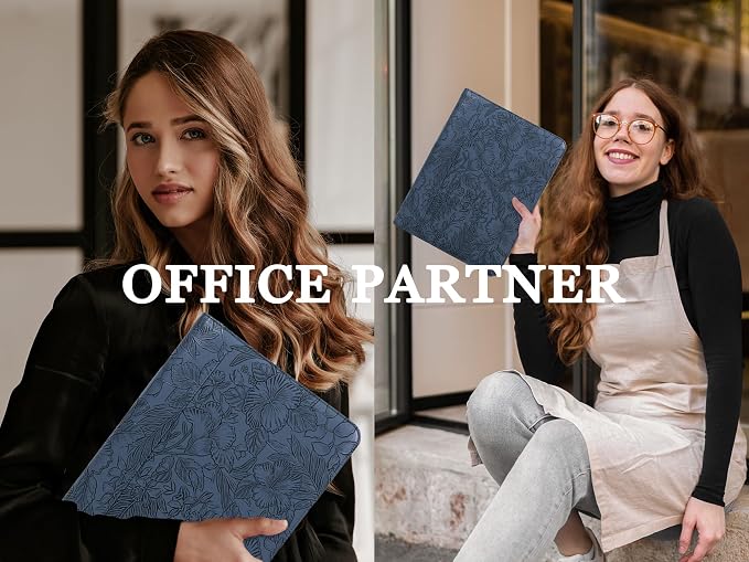 AZXCG Embossed Padfolio for Women,Zippered Padfolio with 3 Ring Binder,Business Portfolio Organizer for Women with A4 Writing Pad Holder, Professional Leather Portfolio Binder for Meeting