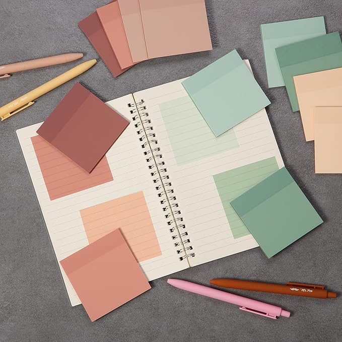 Mr. Pen- Transparent Sticky Notes, 3”x3”, 12 Pads, 600 Sheets, Boho Colors, Bible Journaling Sticky Notes, See Through Sticky Notes, Translucent Sticky Notes, Stocky Notes for Bible Journaling