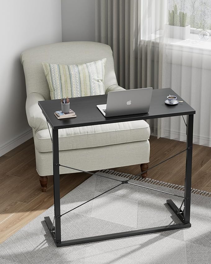 Vantic 31.5" Folding Desk, Foldable TV Tray Table for Eating on Couch, Extra Large TV Dinner Trays, Portable Fold Computer Writing Desk Table for Home Office, Black