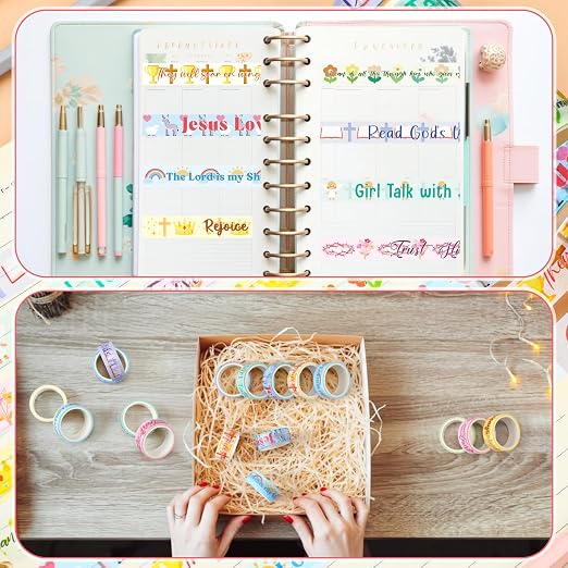 24 Rolls Back to School Christian Washi Tape Gifts Bulk Graduation Vbs Religious Scripture Kawaii Cute Bible Verse Washi Tape for Bible Journaling Crafting Students Biblestudy Stationery