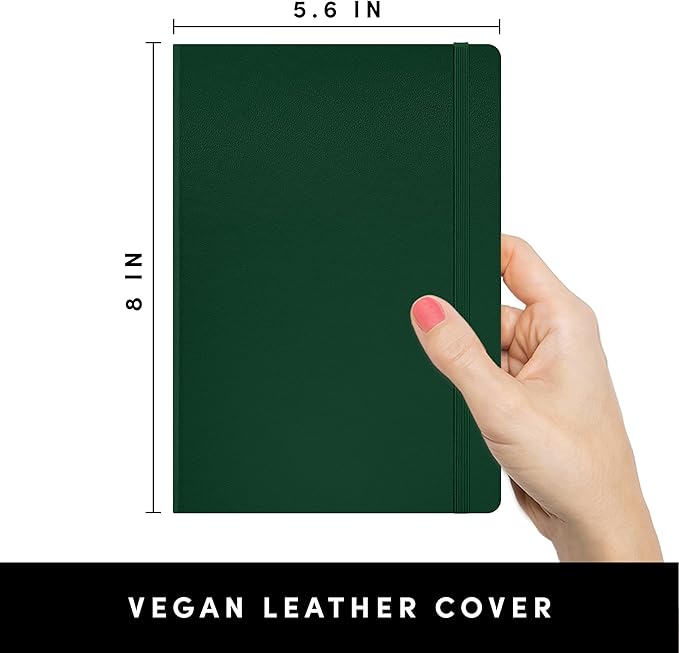 PAPERAGE Lined Journal Notebook, Hardcover Journal for Women & Men, 160 Pages, (5.6 in x 8 in), College Ruled Journaling Notebook for Work, School Supplies & Note Taking, (Dark Green)