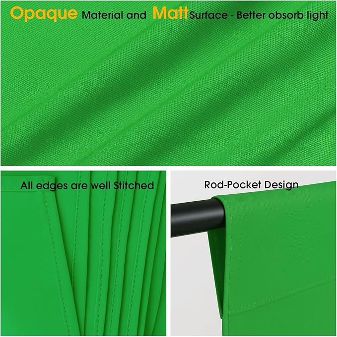 CPLIRIS 10x20ft Green Screen Backdrop for Photography, Dual-Size Dual-Pocket Design Chromakey Background for Photoshoot, Game Steaming, Zoom Meeting with Both Options of 10 ft and 20 ft in Width