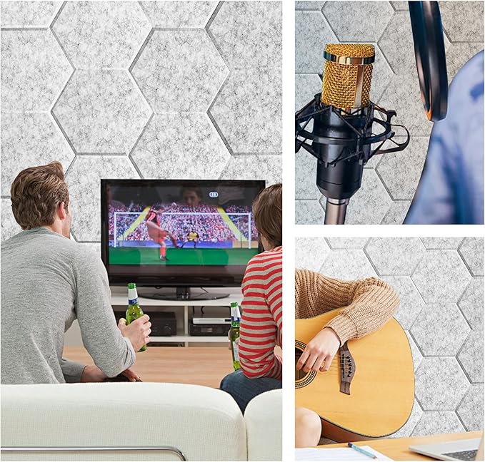 22 Pack Self-Adhesive Sound Proof Foam Panels for Walls, Acoustic Panels 12" x 14" x 0.4" High Density Flat Surface Sound Absorbing Tiles for Home Studio, Office, Gaming Room & Theater