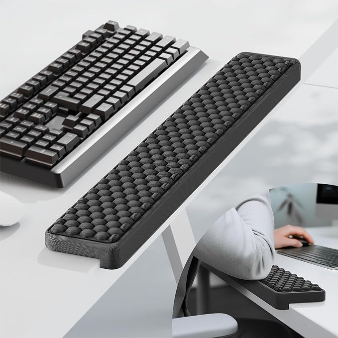 MEKASS L-Shaped Desk Long Elbow Pad for Desk, Memory Foam Elbow Support Padding with Non-Slip, Ergonomic Desk Edge Cushion, Wrist Comfort Support for Office Home (Honeycomb Texture)