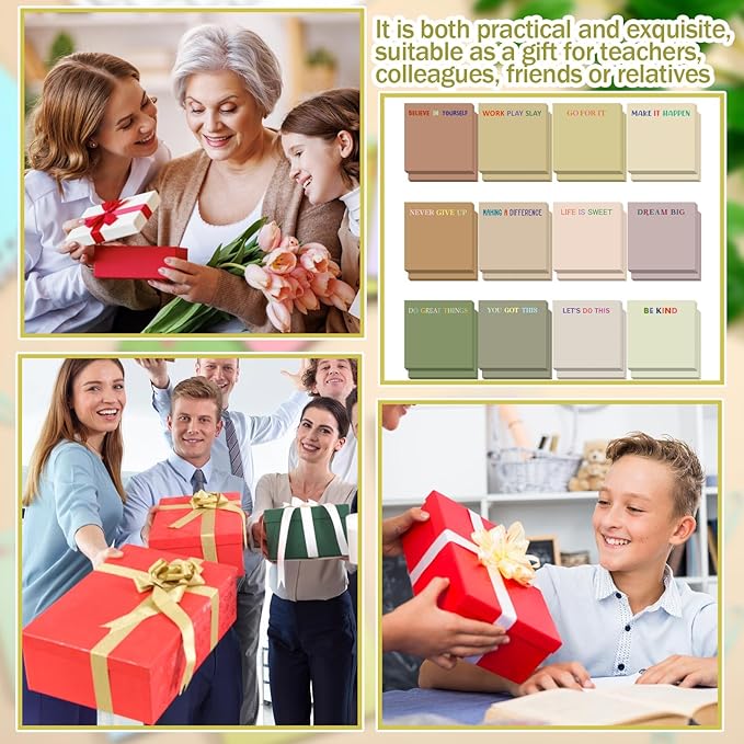 Yinder 24 Pcs Inspirational Sticky Notes Thank You Gift Motivational Sticky Note Pad Employee Appreciation Gift Bulk for Staff Coworker Teacher Nurse Office Groups 3 x 3'' (Motivation,Boho)