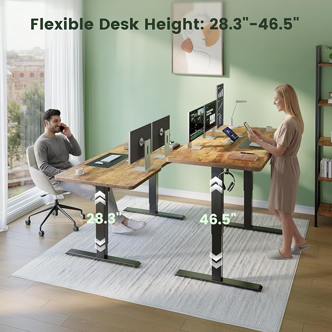 CubiCubi Standing Desk, 40 x 24 Inches Electric Height Adjustable Computer Desk, Sit Stand up Home Office Desk with Memory Presets, Rustic Brown