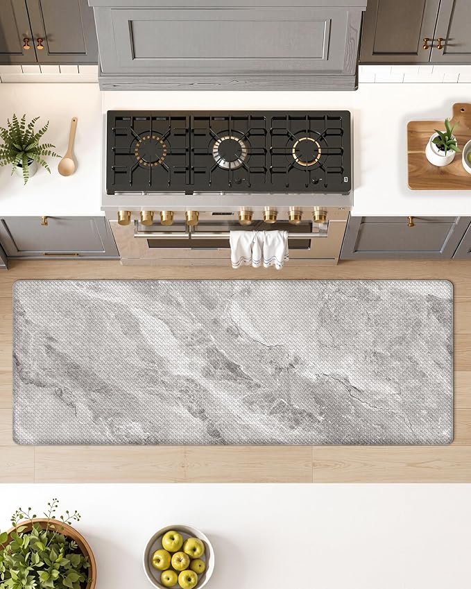 Color&Geometry Kitchen Mats for Floor 24x59 Grey Marble Design | Non Slip Kitchen Rug, Easy Clean, Oil/Water Proof, 0.4in Anti Fatigue Standing Mat For Sink/Laundry/Office, Home Decor, Wide
