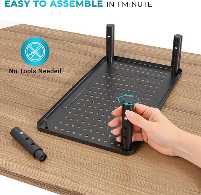 BONTEC Monitor Stand for Desk 2 Pack, 3-Level Height Adjustable Metal Monitor Riser, 14.5 x 9.1 in Ergonomic Computer Stand with Pen Holder & Cable Management for Printer, Laptop, Office Workstation