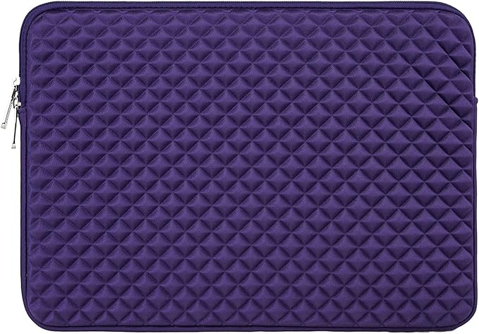 RAINYEAR 16 Inch Laptop Sleeve Diamond Foam Shock Resistant Protective Case Fluffy Lining Zipper Cover Carrying Bag Specially Compatible with New 16" MacBook Pro A2141 A2485 M1 M2 M3 M4(Purple)