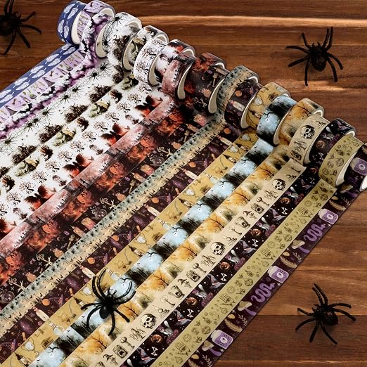Halloween Washi Tape Set 20 Rolls Witchs Themed Decorative Tapes Holiday Washi Tape for Kids Halloween DIY Art Crafts Notebook Scrapbooking & Stamping Supplies