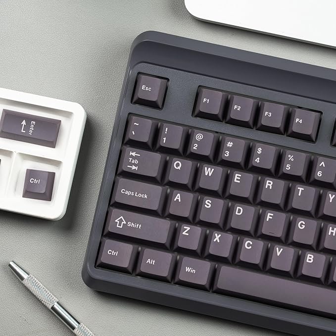 PBT Keycaps Set, Doubleshot 123 Key Caps,Cherry Profile Custom Keycap for 61/64/68/84/87/100/104/108 Mechanical Keyboard, Compatiability for 60 65 75 100 Percent Keyboads (Purple)