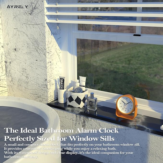 AYRELY® 3.5" Small Analog Travel Alarm Clock, Battery Operated Desk Clock | Cute Table Clock with Light, Adjustable Angle, Bedside, Bedrooms, Kids' Rooms and Living Room Decor (Orange)
