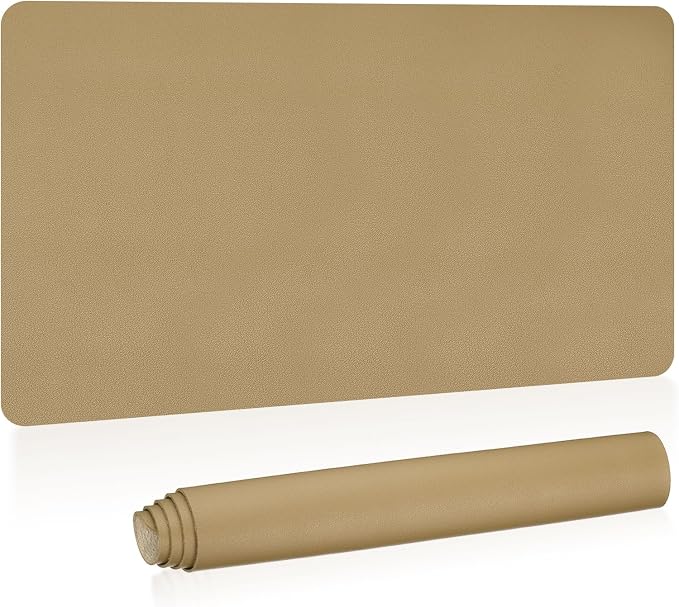 Patikil Desk Mat, 35"x17" Non-Slip Waterproof PU Leather Desktop Protector Cover Dual Sided - Gold Tone