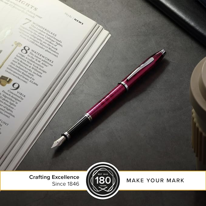Cross Century II Midnight Plum Fine Nib Fountain Pen - Professional Pen for Everyday Use - Smooth Writing - Comfortable Grip - Black Ink - Durable Construction - Includes Gift Box