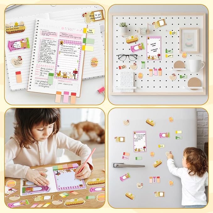 B1ykin Cute Sticky Notes Set - I Just Really Like Chicken Self-Stick Notes Pad, 550 Sheets Writing Memo Pages Sticky Notepad for Teacher Appreciation Gifts, School Office Supplies (Chicken)
