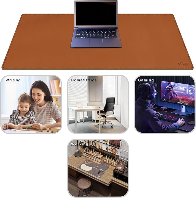Vyaaa Cork & Leather Desk Pad, 43" x 20" Dual Sided Large Desk Mat, Large Mouse Pad on Top of Desks for Computer, Gaming, Home or Office (Brown)