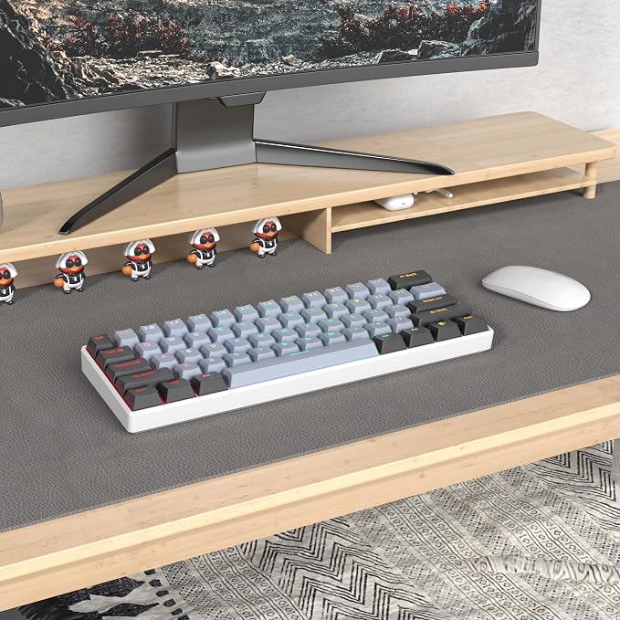 Guffercty kred 61-Keys PBT 60% Keycaps 60 Percent Shine-Through OEM Profile Keycaps Backlit US Layout for 60% Mechanical Keyboard (61 Grey Black)