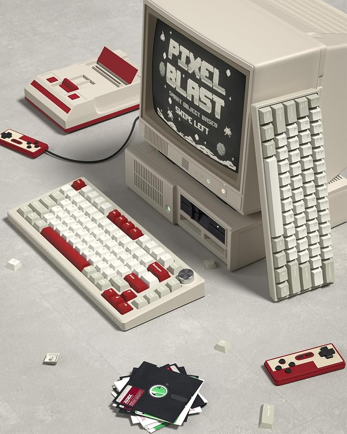 PBT Keycaps Set, Doubleshot 139 Key Caps,Cherry Profile Custom Keycap for 61/64/68/84/87/100/104/108 Mechanical Keyboard, Compatiability for 60 65 75 100 Percent Keyboads (Retro Gray)
