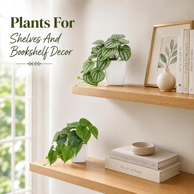 Der Rose 2Pcs Small Fake Plants Artificial Mini Faux Plants for Bathroom Office Desk Shelf Table Accessories Decor Indoor
