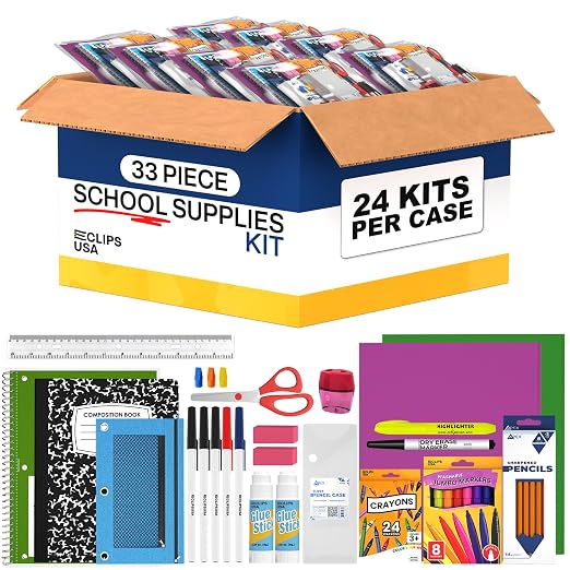 Back to School Supplies Kit for Kids School Supplies Set School Supply Kit K-5 33 Pieces