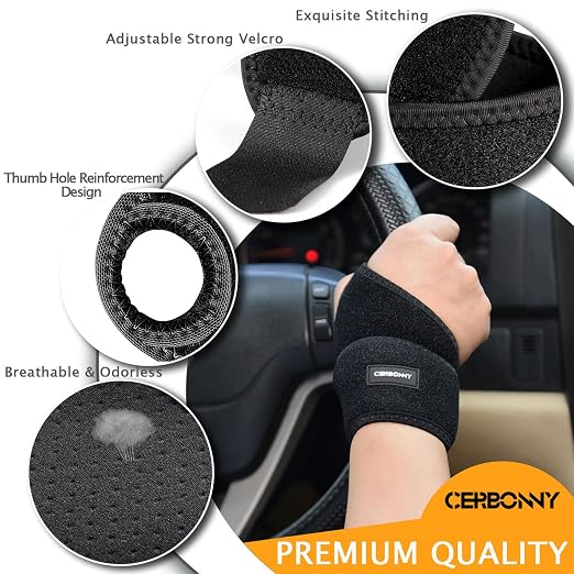 CERBONNY Carpal Tunnel Wrist Brace,1Pack Wrist Support Brace Adjustable Wrist Strap Reversible Wrist Brace for Sports Protecting/Carpal Tunnel/Arthritis-Right