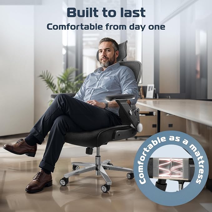 PowerSeat Ergonomic Office Chair Comfy [#1 in Tests] Swivel Chair | Ergonomic Chair with Breathable Mesh Back | Computer Chair with wheels | Home Office Desk Chair with 2D Headrest | For 440lbs