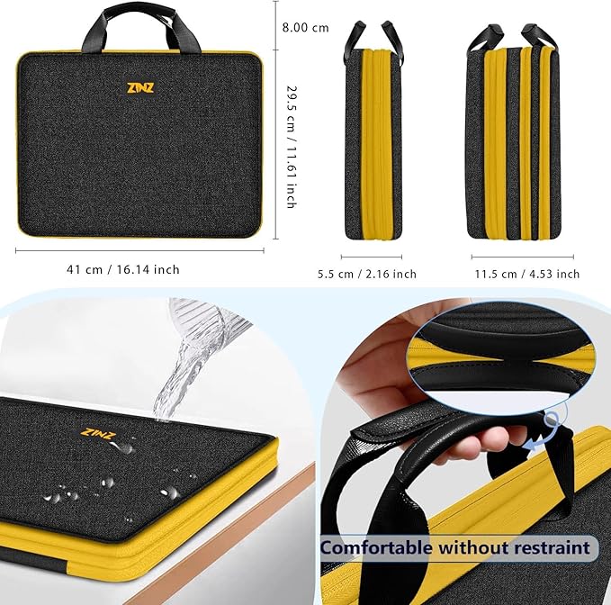 ZINZ Slim Expandable Laptop Case 15.6 Inch Sleeve Upgraded Protective Durable Recycled Carrying Case Compatible with MacBook 15" & 16" and Most 15" 15.6" 16" Notebook,BK01YL01
