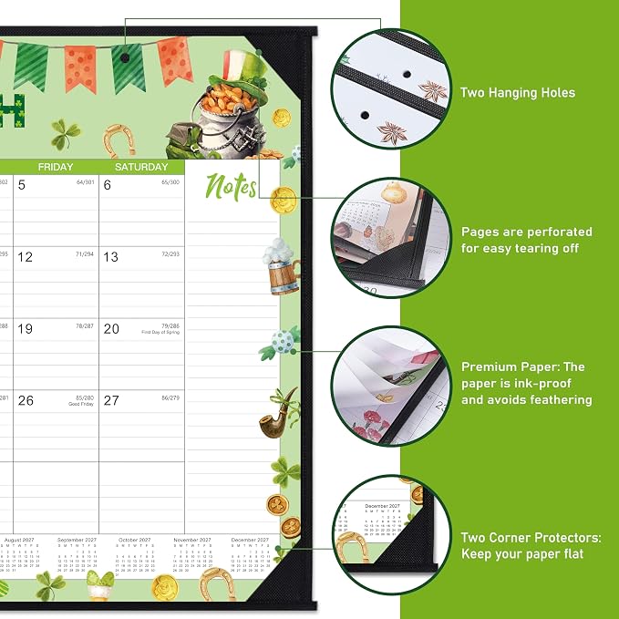 2026-2027 Desk Calendar - Large Desk Calendar 2026-2027, Jul.2026 - Jun.2027, 22" x 17", 12 Months Desktop Calendar with Corner Protectors, Desk Pad, Large Ruled Blocks - 12 Different Themes