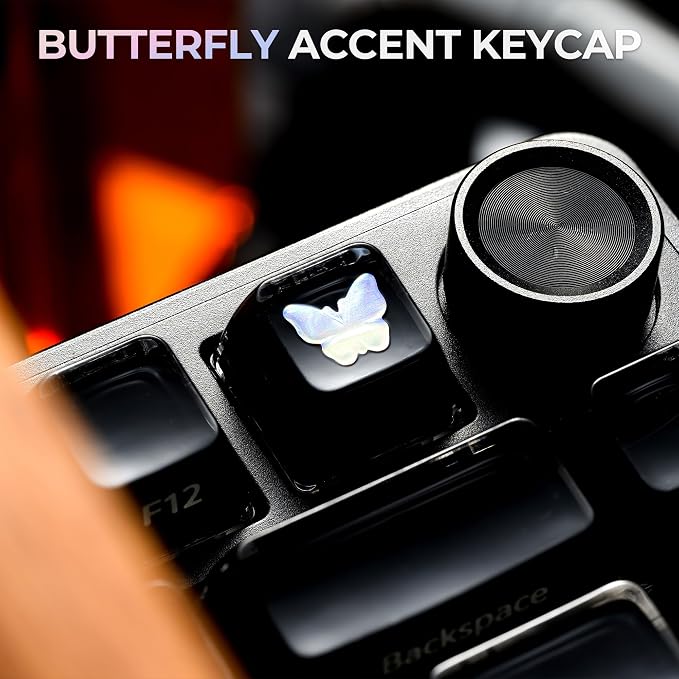 OHY XVX Lusterfly Jelly R2 MDA Profile Keycap Set,122-Key Side-Printed Translucent Double Shot Smoke Keycaps for MX Switches & ANSI Layout Mechanical Keyboards-Smoke