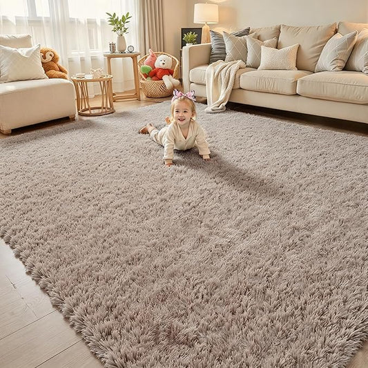 Rugs for Living Room 6x9, Alfombras para Salas Shag Large Plush Soft Area Rug, Shaggy Carpets for Bedroom, Home Decor Aesthetic(Beige, 6 x 9)