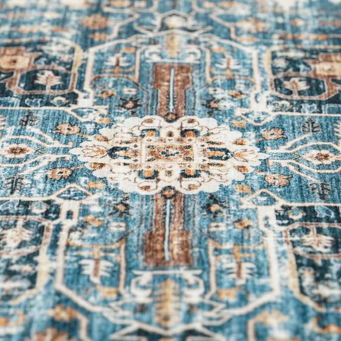 RUUGME 2x3 Area Rugs Indoor - Large Boho Rugs for Living Room Stain Resistant Carpet Vintage Tribal Rugs for Bedroom Kitchen Bathroom with Non Slip Backing Home Decor Floor Decoration Mat 2x3 Blue