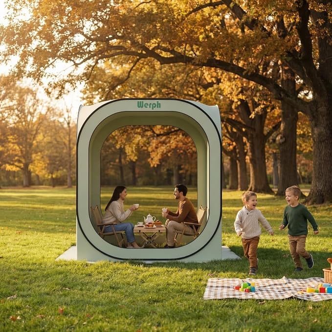 Werph 6x6 Pop-Up Screen Tent, Mosquito Net Gazebo, UV Resistant, Green | Roof Waterproof Screen Canopy, Quick Setup Outdoor Shelter for Backyard, Patio, Garden, Picnic, Camping and Events