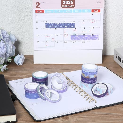 Mr. Pen- Washi Tape Set, 21 Rolls, Assorted Sizes, 5 Yards/Roll | Washi Tape for Scrapbook, Arts, Crafts, Journals and Planners, Tide & Bloom Design