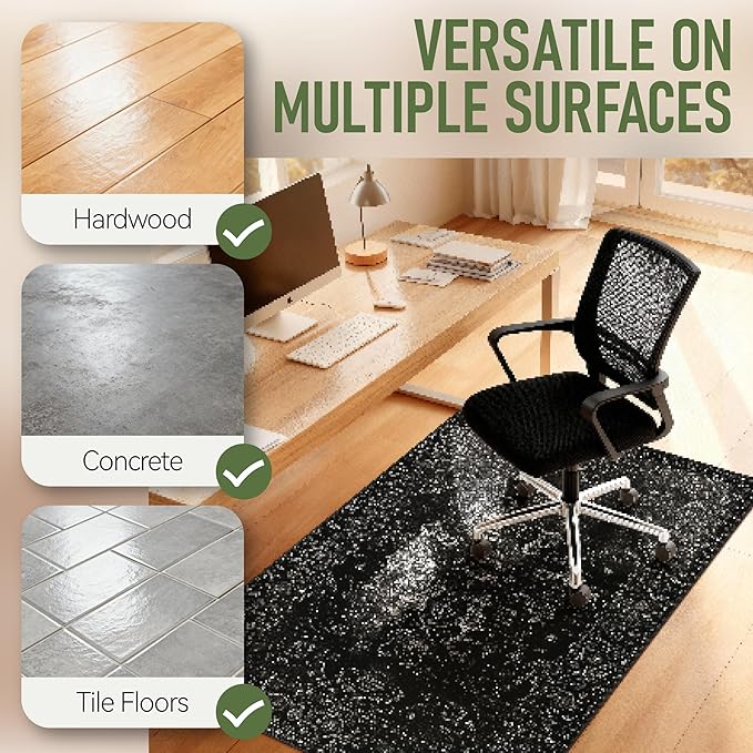 Office Chair Mat for Hardwood Floor, 48"x60" Desk Chair Mat for Home Office, Anti-Slip Under Desk Mat Rug for Rolling Chair,Floor Protector Washable Rugs for Gaming Chairs-Black