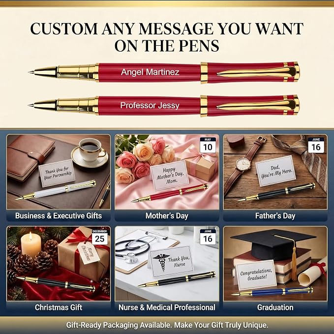 Yastar Personalized Pen with a Custom badge Office Gift Set Customized Pen Engraved with your Message Names Company Names Phone Number Gift for Colleague Friends Business any occations