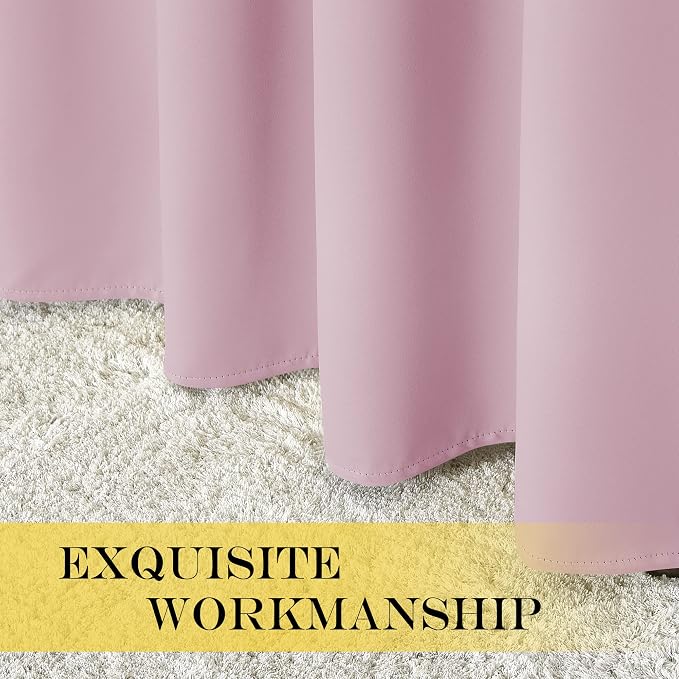 NICETOWN Bedroom Curtain Room Darkening Drapery - Home Fashion Microfiber Thermal Insulated Solid Grommet Room Darkening Curtain for Kitchen (Lavender Pink, 1 Panel, 52 inches Wide by 72 inches Long)