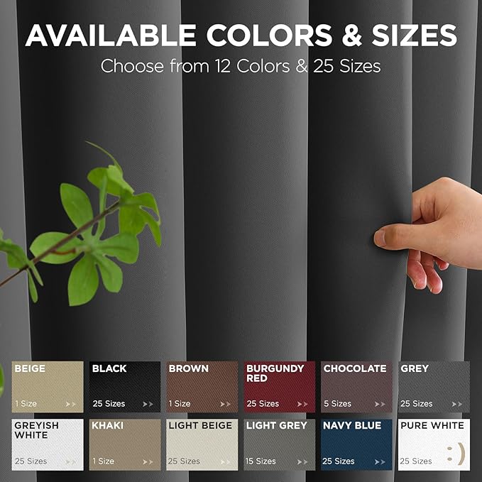 Joydeco Blackout Patio Sliding Door Curtains 96 Inches Long, Grommet Privacy Room Divider Curtains, Extra Wide Thermal Blackout Drapes for Bedroom Living Room (Grey, 100Wx96L, 1 Panel)