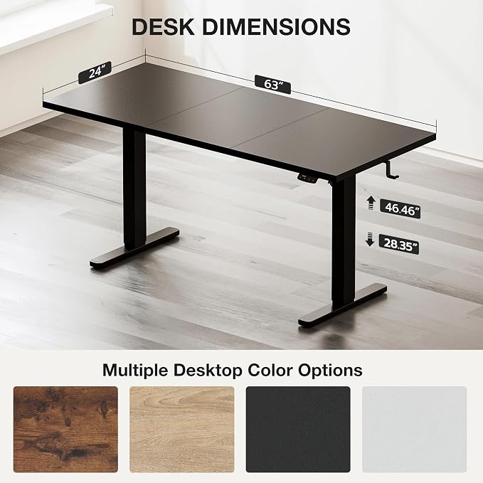 Acrolix Electric Standing Desk, Height Adjustable Home Office Desk with Memory Presets & Cable Management,Black Sit Stand Desk for Work from Home, Ergonomic Computer Desk (63" x 24")